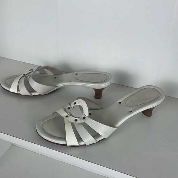 Cole Haan White Leather and Patent Mule Sandals - Picture 2 of 9